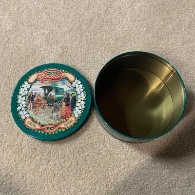 LOT 26 B: Collectible Tin Collection; Smokin' Joe's Racing, Enamel Footed Spinning Candy Tin, & More