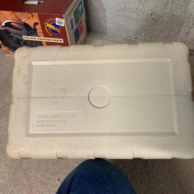 LOT 31 B: Camping Collection; Lifestraw, Travel Cooking Pots, Headlamp, Colman Thermos, Lanterns, 5 Gallon Water Pak, Cooler, Freeplay...