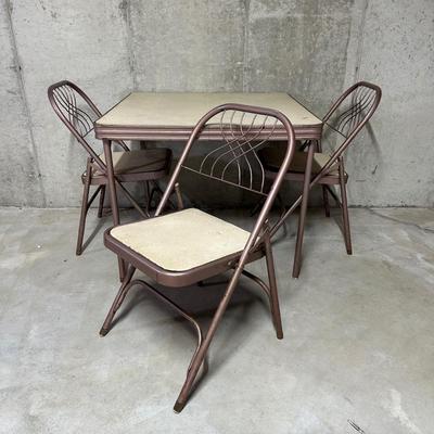 LOT 35B: Hampden Folding Table w/ 3 Chairs