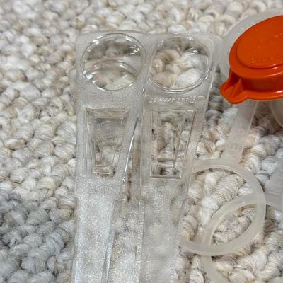 LOT 49B: Vintage Tupperware Collection - Containers, Measuring Cup, Key Hooks, Combs, Kids’ Lunchbox & Mo