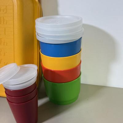 LOT 49B: Vintage Tupperware Collection - Containers, Measuring Cup, Key Hooks, Combs, Kids’ Lunchbox & Mo