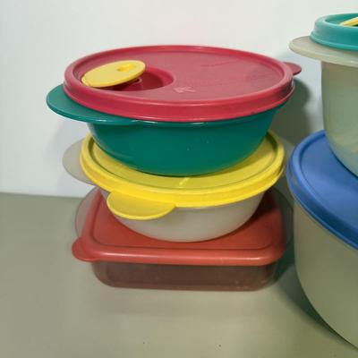 LOT 49B: Vintage Tupperware Collection - Containers, Measuring Cup, Key Hooks, Combs, Kids’ Lunchbox & Mo