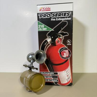 LOT 53B: NIB Kidde Pro Series Fire Extinguisher & Vintage Falcon Fire Alarm