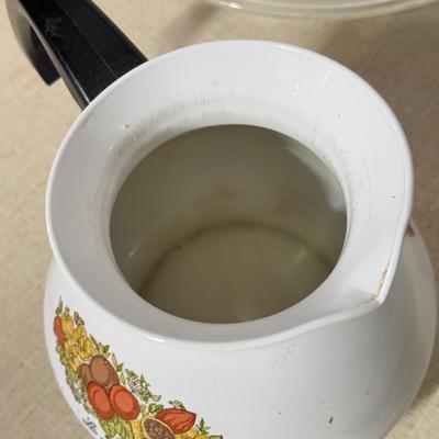 LOT 65B: Collection of Pyrex Glass Baking Dishes w/ Corning Ware Coffee Pot & Blue Cornflower Baking Dishes