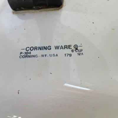 LOT 65B: Collection of Pyrex Glass Baking Dishes w/ Corning Ware Coffee Pot & Blue Cornflower Baking Dishes