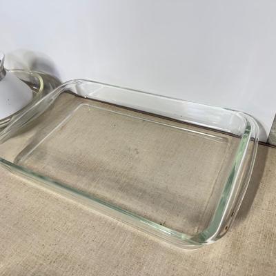 LOT 65B: Collection of Pyrex Glass Baking Dishes w/ Corning Ware Coffee Pot & Blue Cornflower Baking Dishes