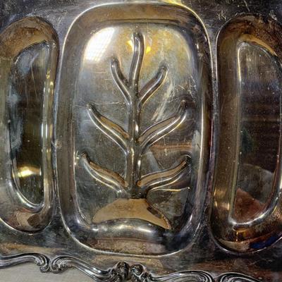 LOT 66B: Vintage Silverplate Collection - Towle Jewlery Box, Amston 1741 Platter, Victoria 118 Meat Tray & Footed Bowl