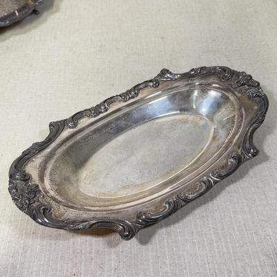 LOT 66B: Vintage Silverplate Collection - Towle Jewlery Box, Amston 1741 Platter, Victoria 118 Meat Tray & Footed Bowl