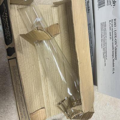 LOT 69B: Collection of Oil Lamp Parts & Accessories w/ Oil