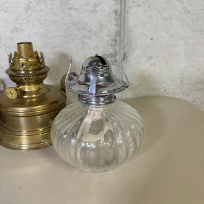 LOT 69B: Collection of Oil Lamp Parts & Accessories w/ Oil