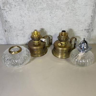 LOT 69B: Collection of Oil Lamp Parts & Accessories w/ Oil