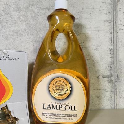 LOT 69B: Collection of Oil Lamp Parts & Accessories w/ Oil