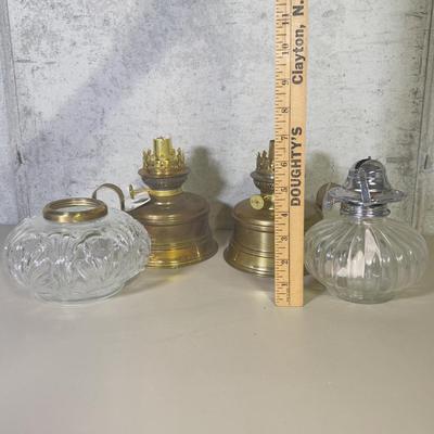 LOT 69B: Collection of Oil Lamp Parts & Accessories w/ Oil
