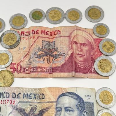 LOT 71J: Mexican Pesos - Bank Notes & Coins w/ 3 Stamps