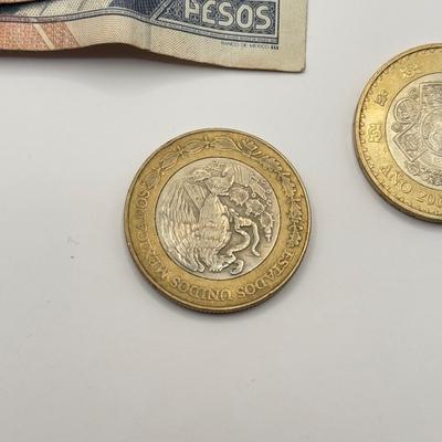 LOT 71J: Mexican Pesos - Bank Notes & Coins w/ 3 Stamps