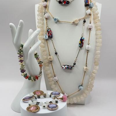 LOT 72J: Vintage Stone Bead Necklaces & Bracelets