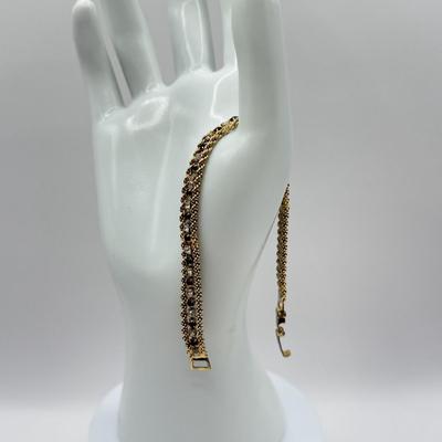 LOT 73J: Rhinestone Cuff Bracelet & Screwback Earrings, 6.5” Tennis Bracelet & Vintage Ladies’ Harman Geneva Swiss Watch (6.5”)