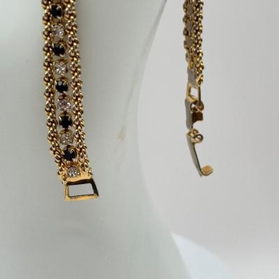 LOT 73J: Rhinestone Cuff Bracelet & Screwback Earrings, 6.5” Tennis Bracelet & Vintage Ladies’ Harman Geneva Swiss Watch (6.5”)