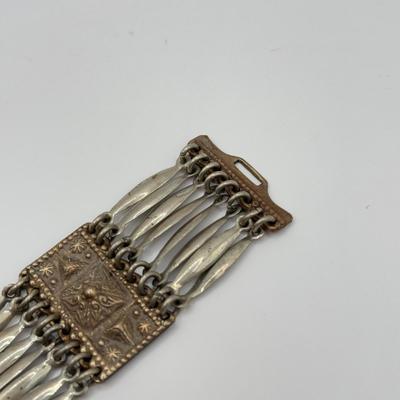 LOT 75J: Vintage Silver Mexico Segmented Cuff Bracelet (42.8g)