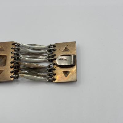 LOT 75J: Vintage Silver Mexico Segmented Cuff Bracelet (42.8g)