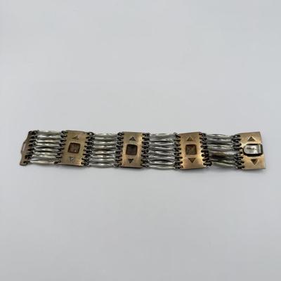 LOT 75J: Vintage Silver Mexico Segmented Cuff Bracelet (42.8g)