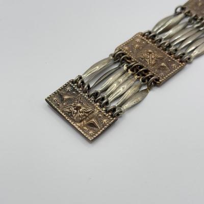 LOT 75J: Vintage Silver Mexico Segmented Cuff Bracelet (42.8g)