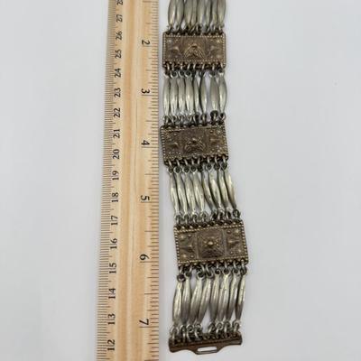 LOT 75J: Vintage Silver Mexico Segmented Cuff Bracelet (42.8g)