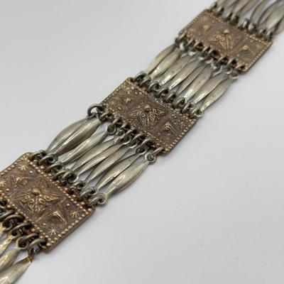 LOT 75J: Vintage Silver Mexico Segmented Cuff Bracelet (42.8g)