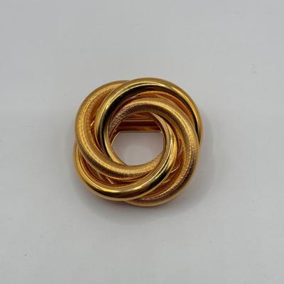 LOT 78J: Collection of Goldtone Jewelry - Collar Buckle Choker Necklaces, Size 4.5 Ring, Pins & Brooches