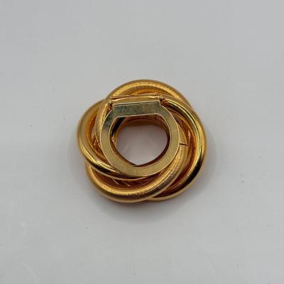 LOT 78J: Collection of Goldtone Jewelry - Collar Buckle Choker Necklaces, Size 4.5 Ring, Pins & Brooches