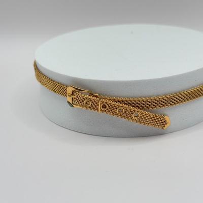 LOT 78J: Collection of Goldtone Jewelry - Collar Buckle Choker Necklaces, Size 4.5 Ring, Pins & Brooches