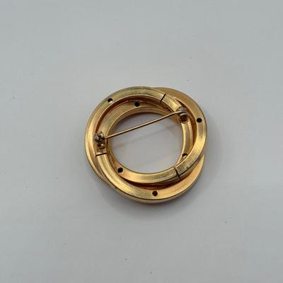 LOT 78J: Collection of Goldtone Jewelry - Collar Buckle Choker Necklaces, Size 4.5 Ring, Pins & Brooches