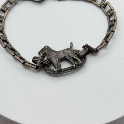 LOT 80J: Vintage Sterling Silver Jewelry - 6” Terrier Bracelet, Bangle & 2 Rings (29.0g)