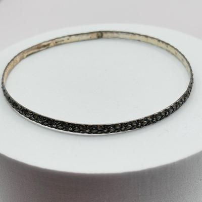 LOT 80J: Vintage Sterling Silver Jewelry - 6” Terrier Bracelet, Bangle & 2 Rings (29.0g)