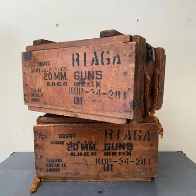 LOT 86G: 2 Vintage Wooden Ammo Crates