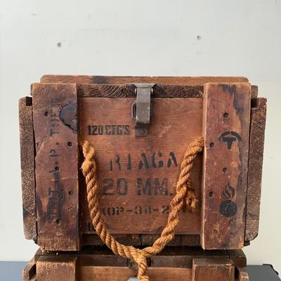 LOT 86G: 2 Vintage Wooden Ammo Crates