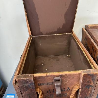 LOT 86G: 2 Vintage Wooden Ammo Crates