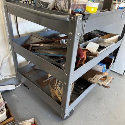 LOT 88G: 3 Tier Rolling Tool Cart w/ All Contents & Tools Included