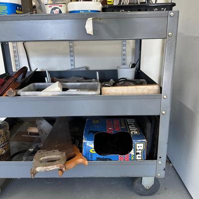 LOT 88G: 3 Tier Rolling Tool Cart w/ All Contents & Tools Included