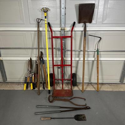 LOT 91G: Garden/House Tools, Hand Cart & More