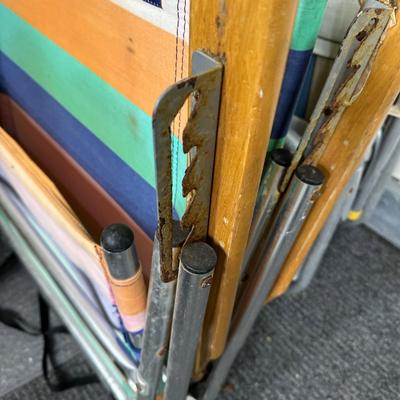 LOT 92G: 5 Folding Beach Chairs & 72” Beach Umbrellas