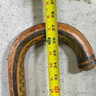 LOT 97B: Vintage Hand Carved/Painted Wooden Walking Stick