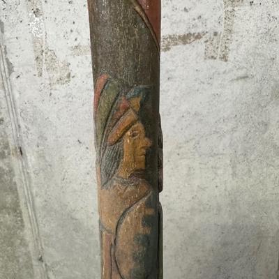 LOT 97B: Vintage Hand Carved/Painted Wooden Walking Stick