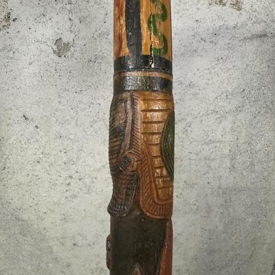 LOT 97B: Vintage Hand Carved/Painted Wooden Walking Stick