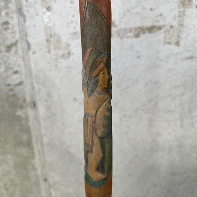 LOT 97B: Vintage Hand Carved/Painted Wooden Walking Stick