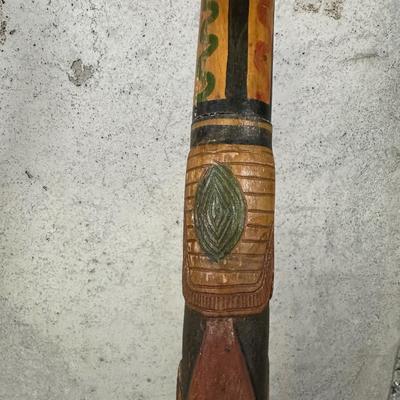 LOT 97B: Vintage Hand Carved/Painted Wooden Walking Stick