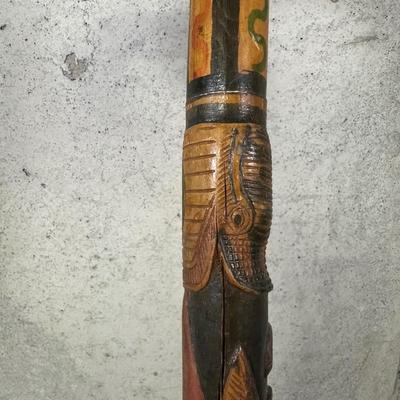 LOT 97B: Vintage Hand Carved/Painted Wooden Walking Stick