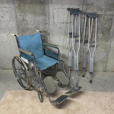 LOT 98B: Everest Jenning Wheelchair & 2 Sets Of Crutches