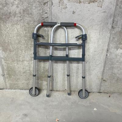 LOT 99B: 2 Drive Medical Fold Up Walkers w/ Padded Seat & More