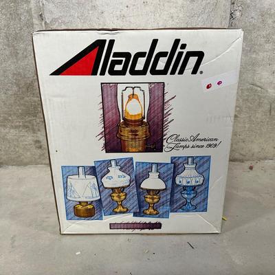 LOT 120B: Aladdin Crystal Lincoln Drape Incandescent Oil Lamp with 14” Shade w/ 4 Gallons Of Candle & Lamp Oil
